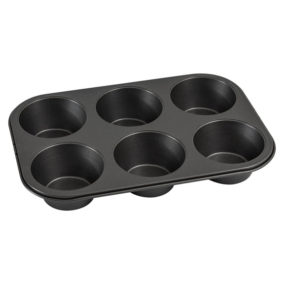 Mainstays 6-Cup Jumbo Muffin Pan, Non-Stick Carbon Steel, Gray