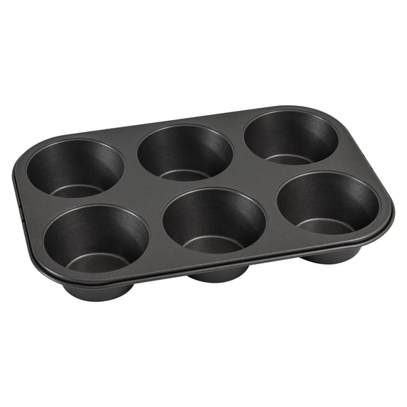 Mainstays 6-Cup Jumbo Muffin Pan, Non-Stick Carbon Steel, Gray