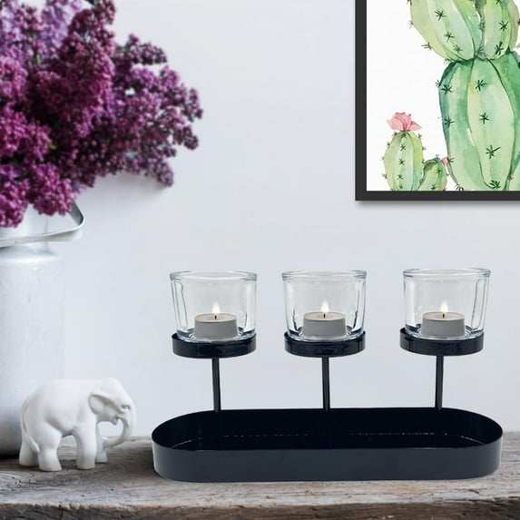 Mainstays Decorative Black Metal Tealight Votive Candleholder Centerpiece, 6"