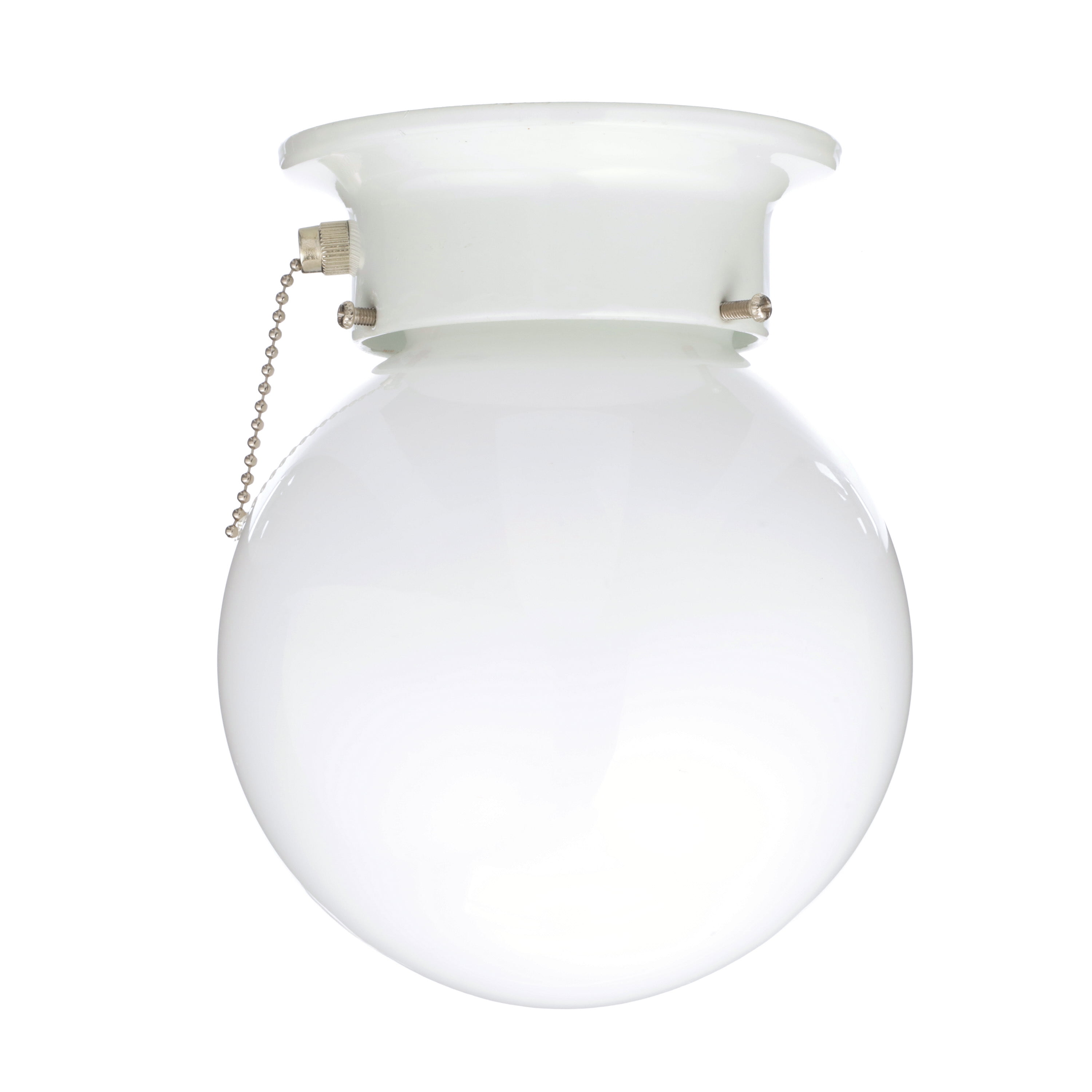 Mainstays 6" Flush-Mount Globe Light Ceiling Fixture with Pull Chain in White Finish, LED Light Bulb Included