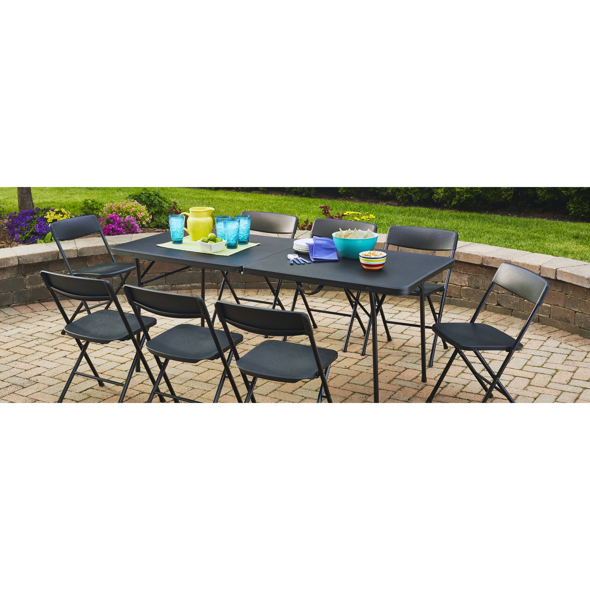 Mainstays 6 Foot Bi-Fold Plastic Folding Table, Black