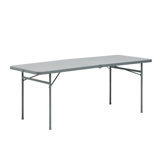 Mainstays 6 Foot Bi-Fold Plastic Folding Table, Gray
