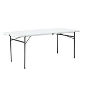 Mainstays 6 ft Rectangle Fold-in-Half Folding Table, White