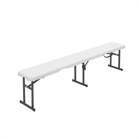 Mainstays 6 Foot Fold-in-Half Bench, Steel Frame, Indoor Outdoor, Includes Carry Handle, White