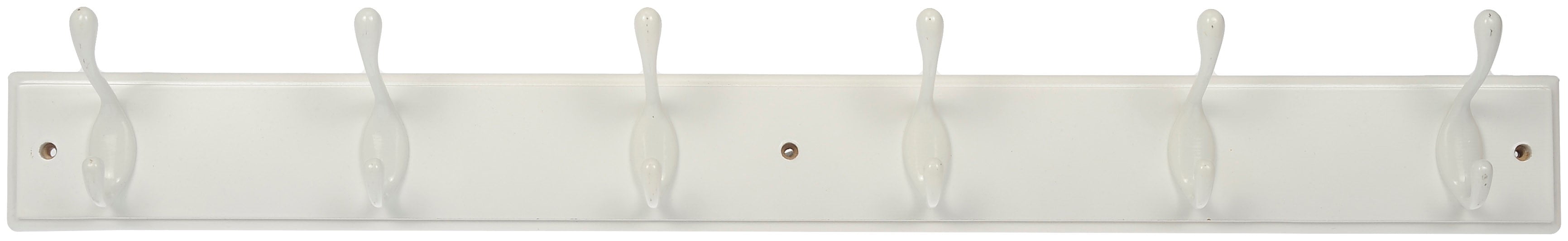 White 27-Inch Wall-Mounted Hook Board with Six Double Hooks