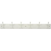 Mainstays 6 Hook 27 inch Hook Board for Coats, Bags, Leashes, Keys, Towels, 45 lbs Capacity, White, 1 Pc