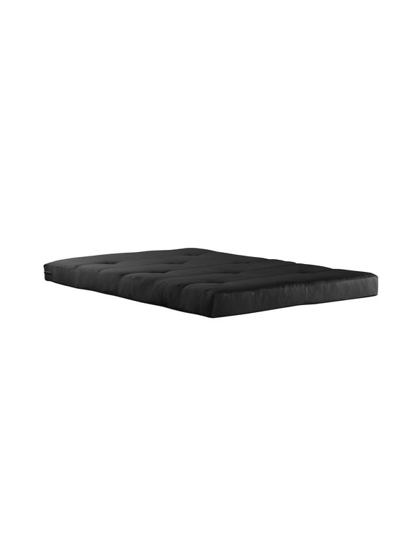 Mainstays 6 Inch Futon Mattress with Tufted Cover and Recycled Polyester Fill, Full, Black