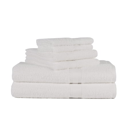 Mainstays 6 Piece 100% Cotton Towel Set, 2 Bath , 2 Hand and 2 Washcloths,Super Soft and Highly Absorbent Basic Solid Premium Towel Set, for Bathroom, Hotels, Spa and Gym – White