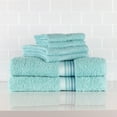 thumbnail image 1 of Mainstays 6 Piece 100% Cotton Towel Set, 2 Striped Bath , 2 Hand and 2 Washcloths,Super Soft and Highly Absorbent basic Premium Towel Set, for Bathroom, Hotels, Spa and Gym – Aqua, 1 of 7