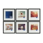Mainstays Black Picture Frame Set, 12 x 12 Unmatted or 8 x 8 Matted, Set of 6