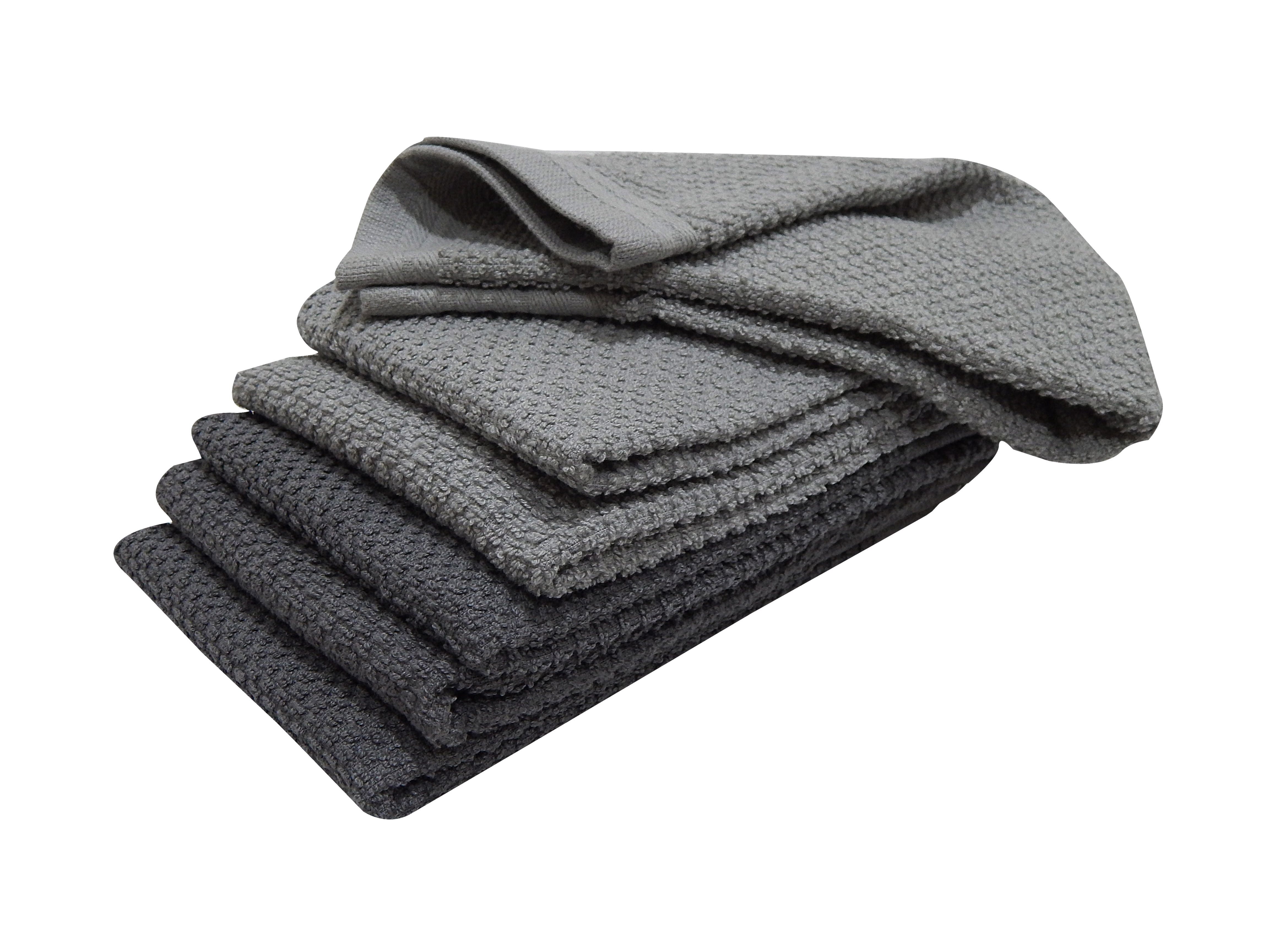 Set of 4 Gray Bar Mop Kitchen Towels, Cotton Sold by at Home