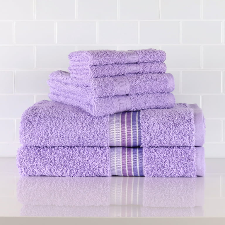 Mainstays Basic Solid 6-Piece Bath Towel Set, Daylily Pink