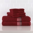 thumbnail image 1 of Mainstays 6-Piece Bath Towel Set, Ombre Stripe, Merlot, 1 of 10