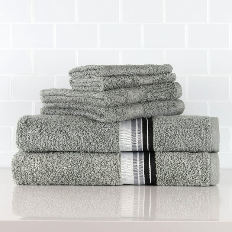 Mainstays Basic Cotton Bath Towel Set - 6 Piece Set, White, Size: 27' x 52