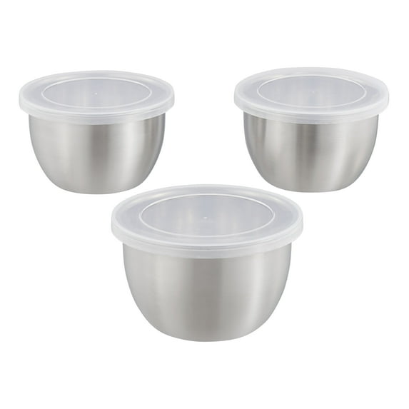 Mainstays 6-Piece Brushed Stainless Steel 2-Cup Prep Bowl with Lid, 3 Pack