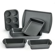 Mainstays 6 Piece Non-Stick Bakeware Sets, Easy for Release and Clean up, Carbon Steel, Gray