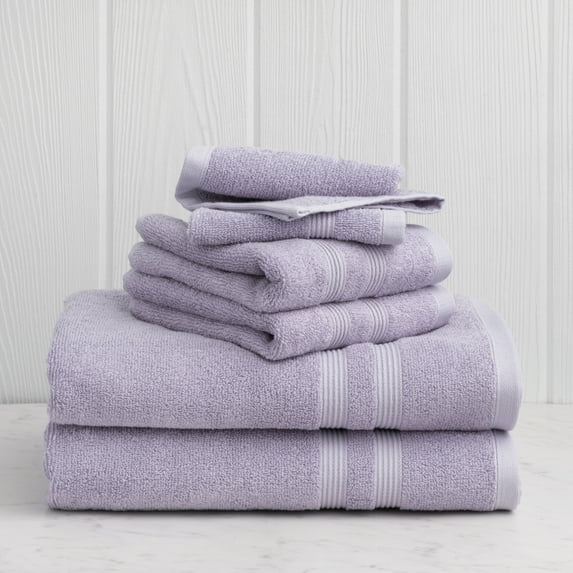 Mainstays 6-Piece Performance Solid Bath Towel Collection - Iris Whisper