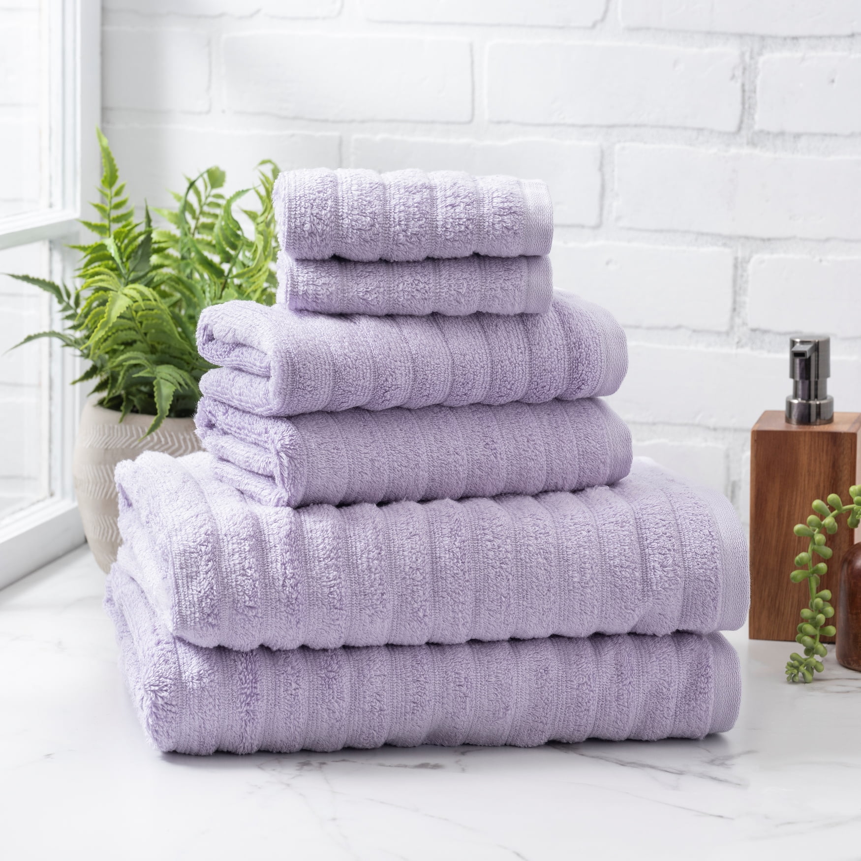 Mainstays 6Piece Performance Textured 2 Bath, 2 Hand, 2 Wash Towel Set
