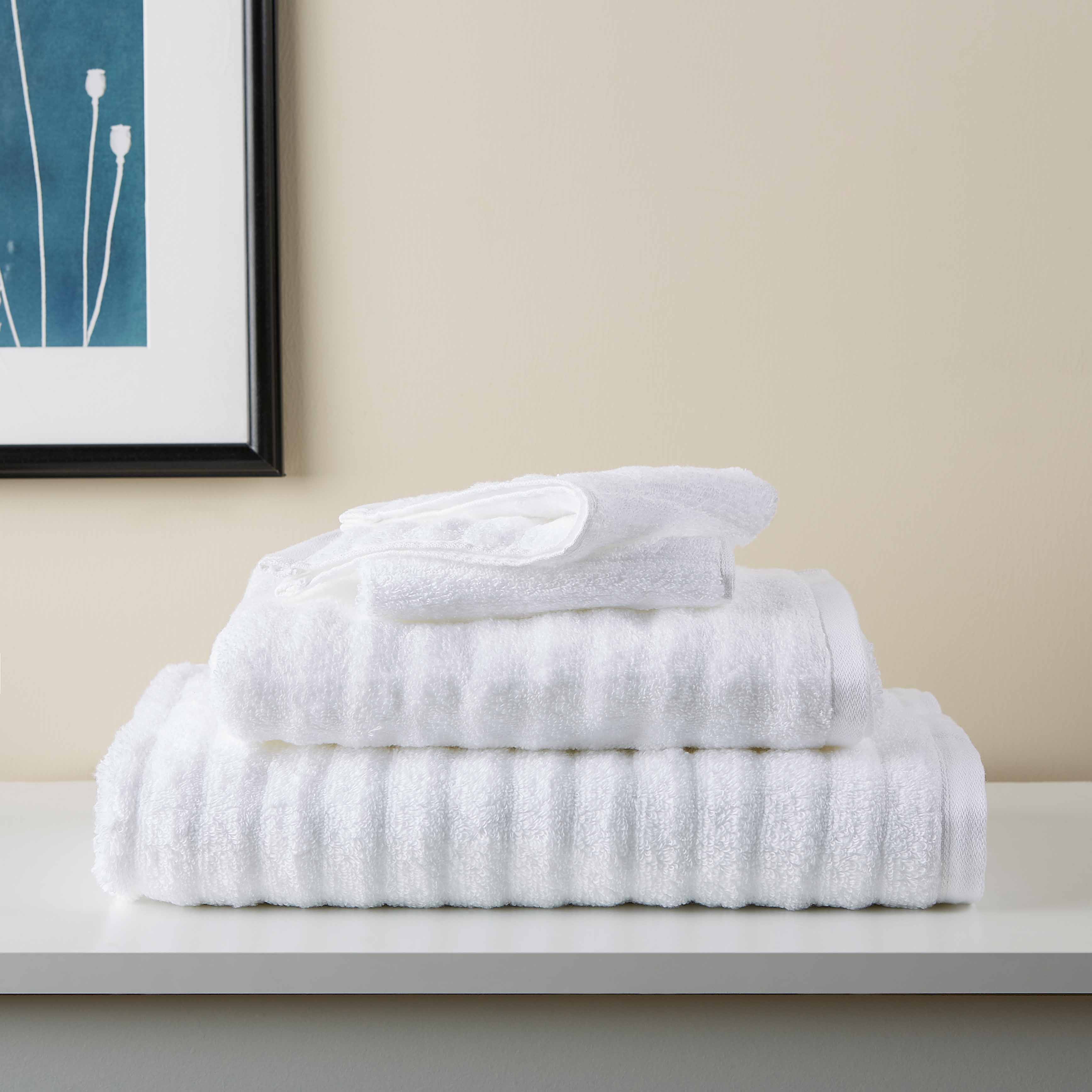 Mainstays 6 Piece Textures Cotton Bath Towel Set,  White - image 1 of 6
