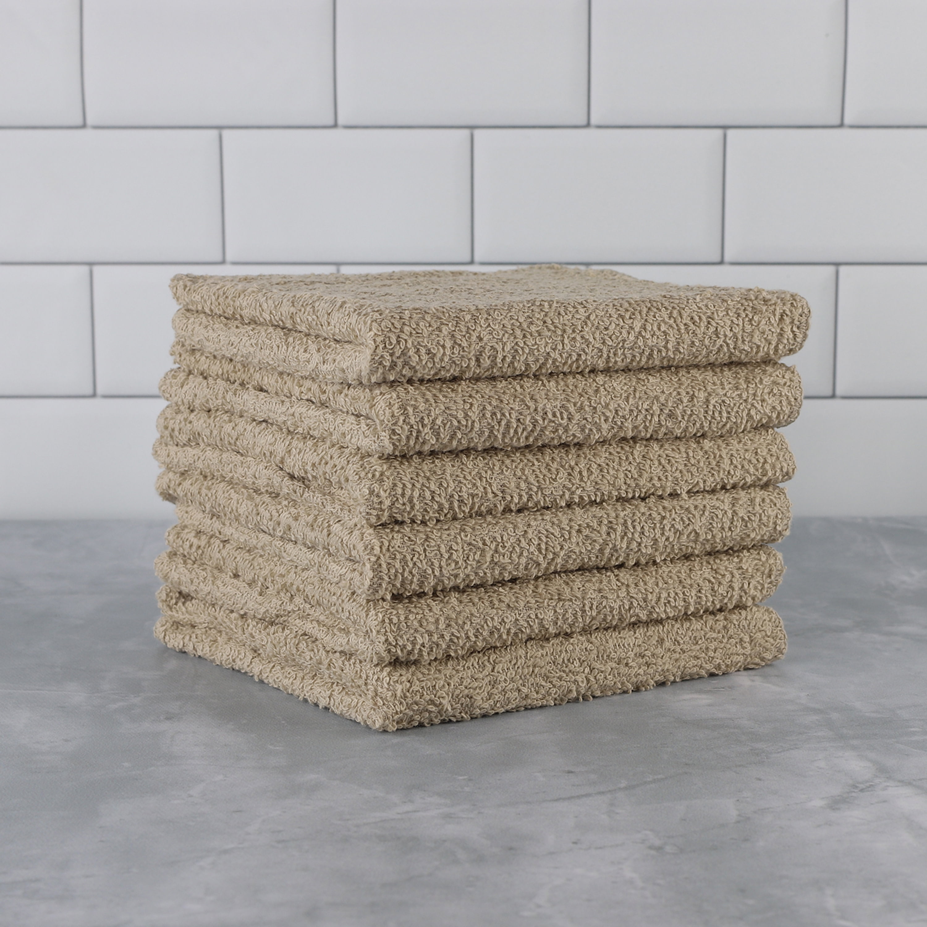 Mainstays 6 Piece Washcloth Set, Tan