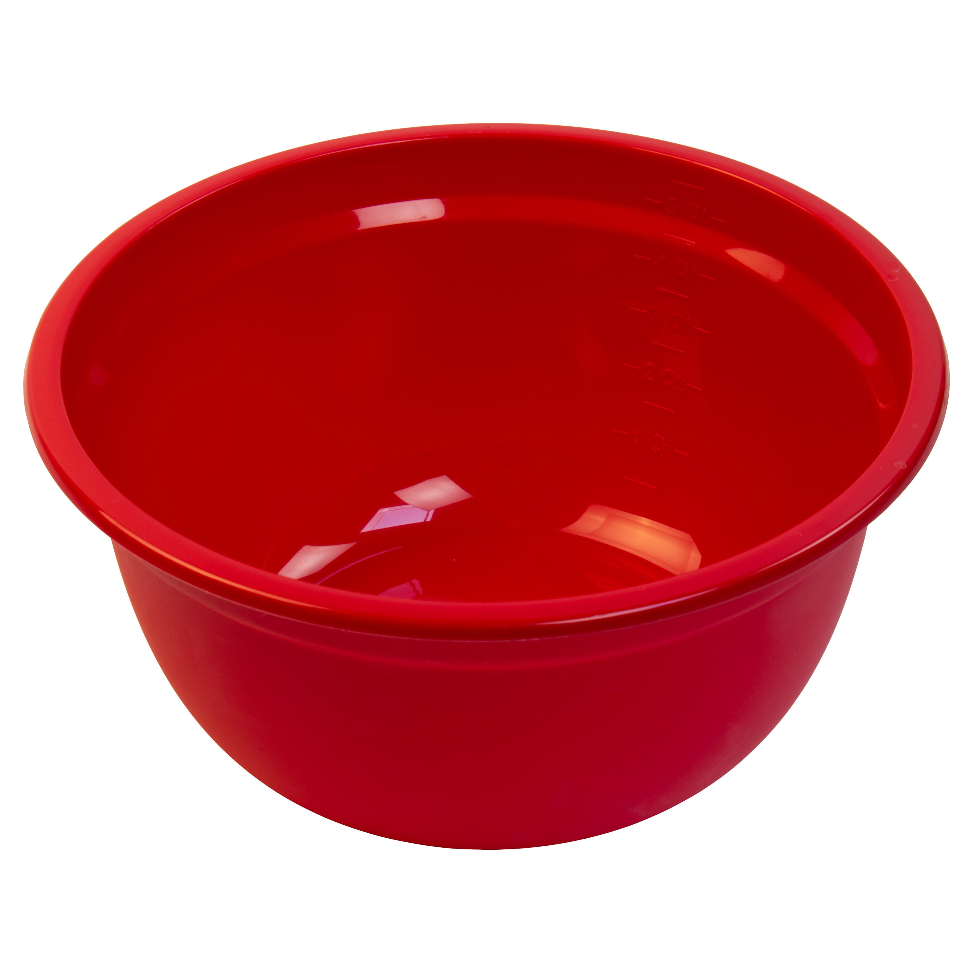 Mainstays 6-Quart Mixing Bowl, Red, Raised Inner Measurements, Polypropylene
