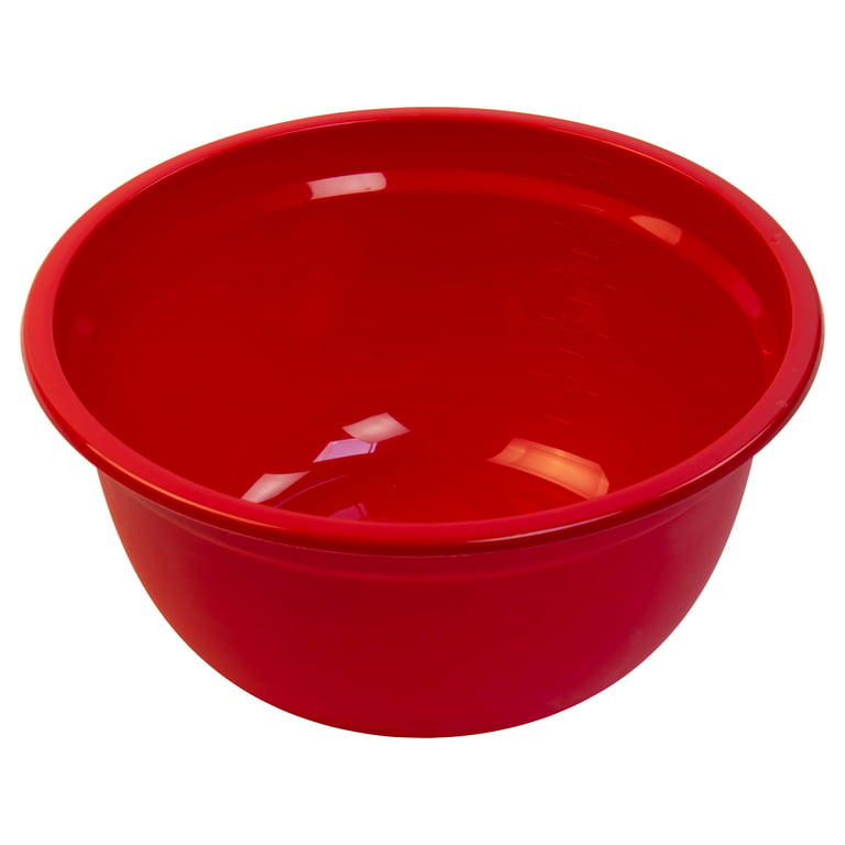 Mainstays 6-Quart Mixing Bowl, Red, Raised Inner Measurements
