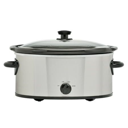 Mainstays 6 Quart Oval Slow Cooker, with Stainless Steel Finish and Glass Lid