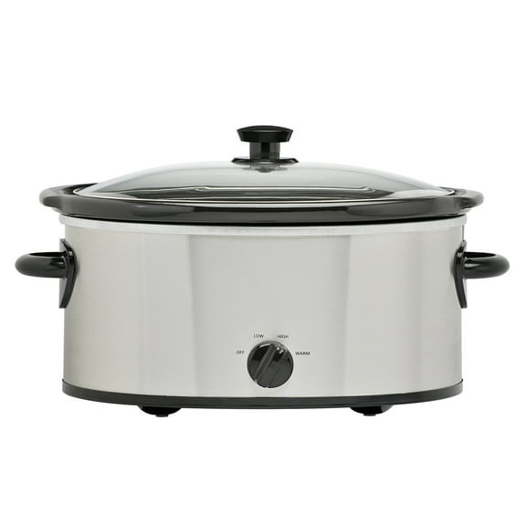 Mainstays 6 Qt Manual Slow Cooker, Stainless Steel