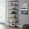 Mainstays 6Shelf Metal Frame Bookcase, Rustic Brown