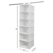 Mainstays 6 Shelf Non Woven Hanging Closet Organizer, Arctic White, Adult and Child