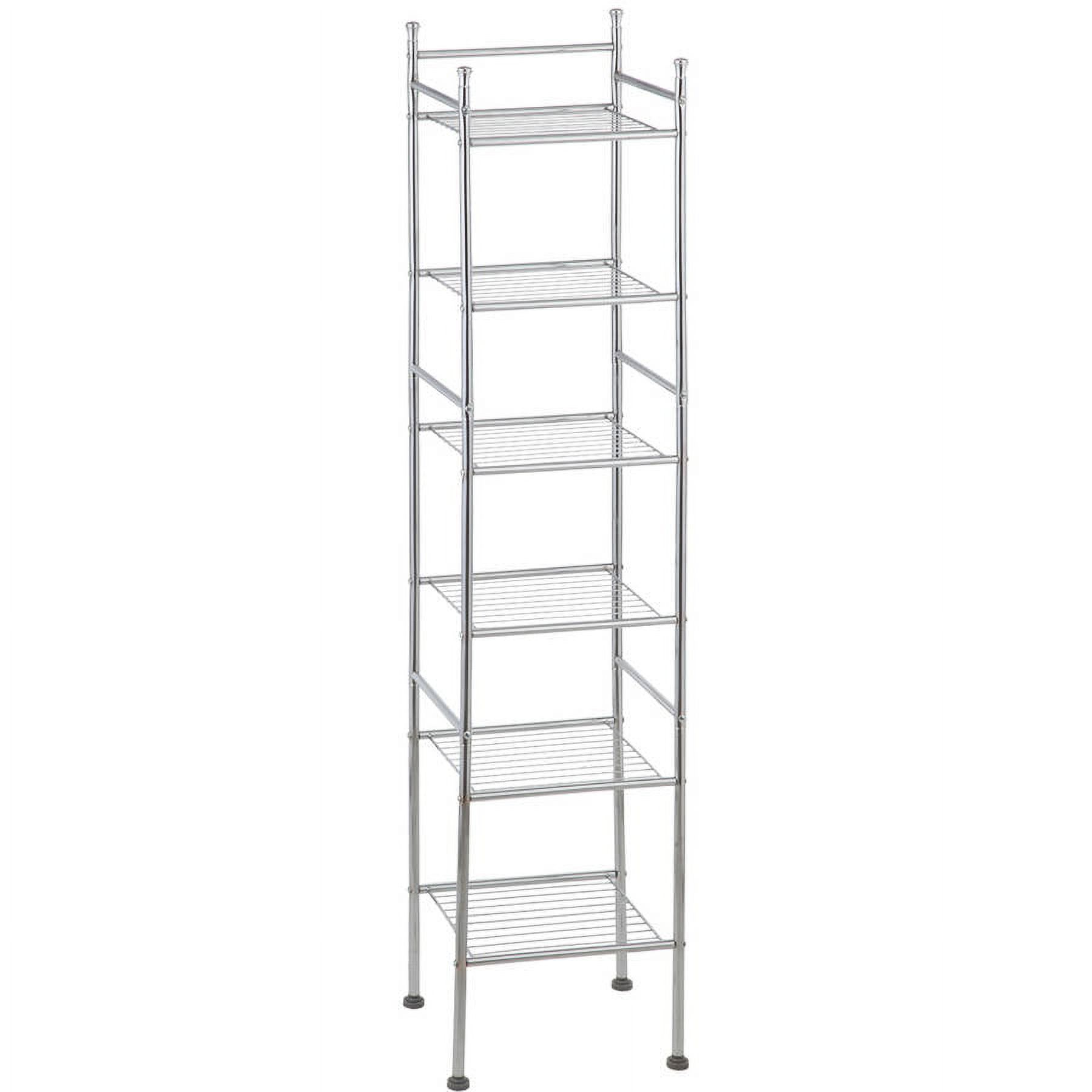 Mainstays 6 Shelf Steel Storage Shelf Unit Tower, Chrome for Adult Use