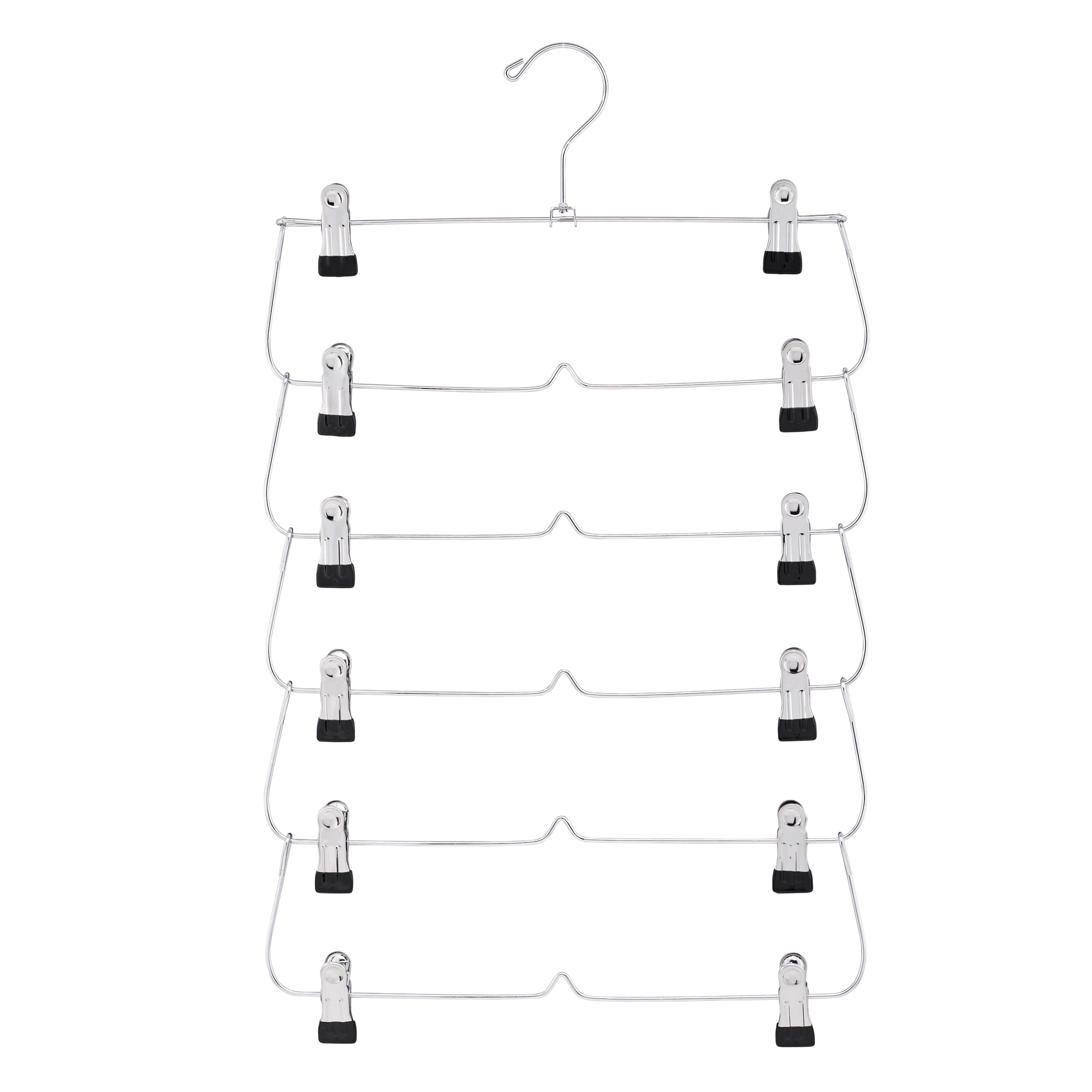Mainstays 6-Tier Pant & Skirt Hanger, Heavy Duty Chrome Metal, Space Saving, 1 Count - image 1 of 5