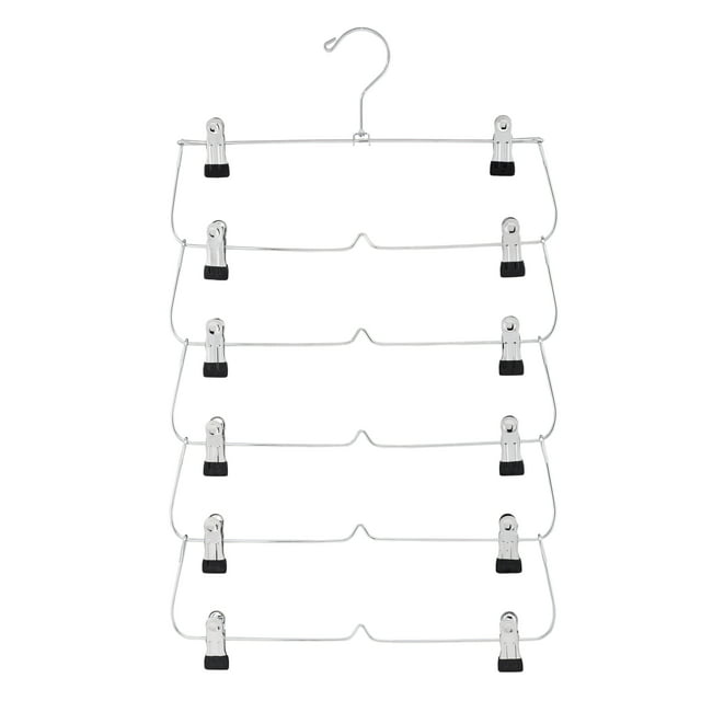 Mainstays 6-Tier Pant & Skirt Hanger, Heavy Duty Chrome Metal, Space Saving, 1 Count