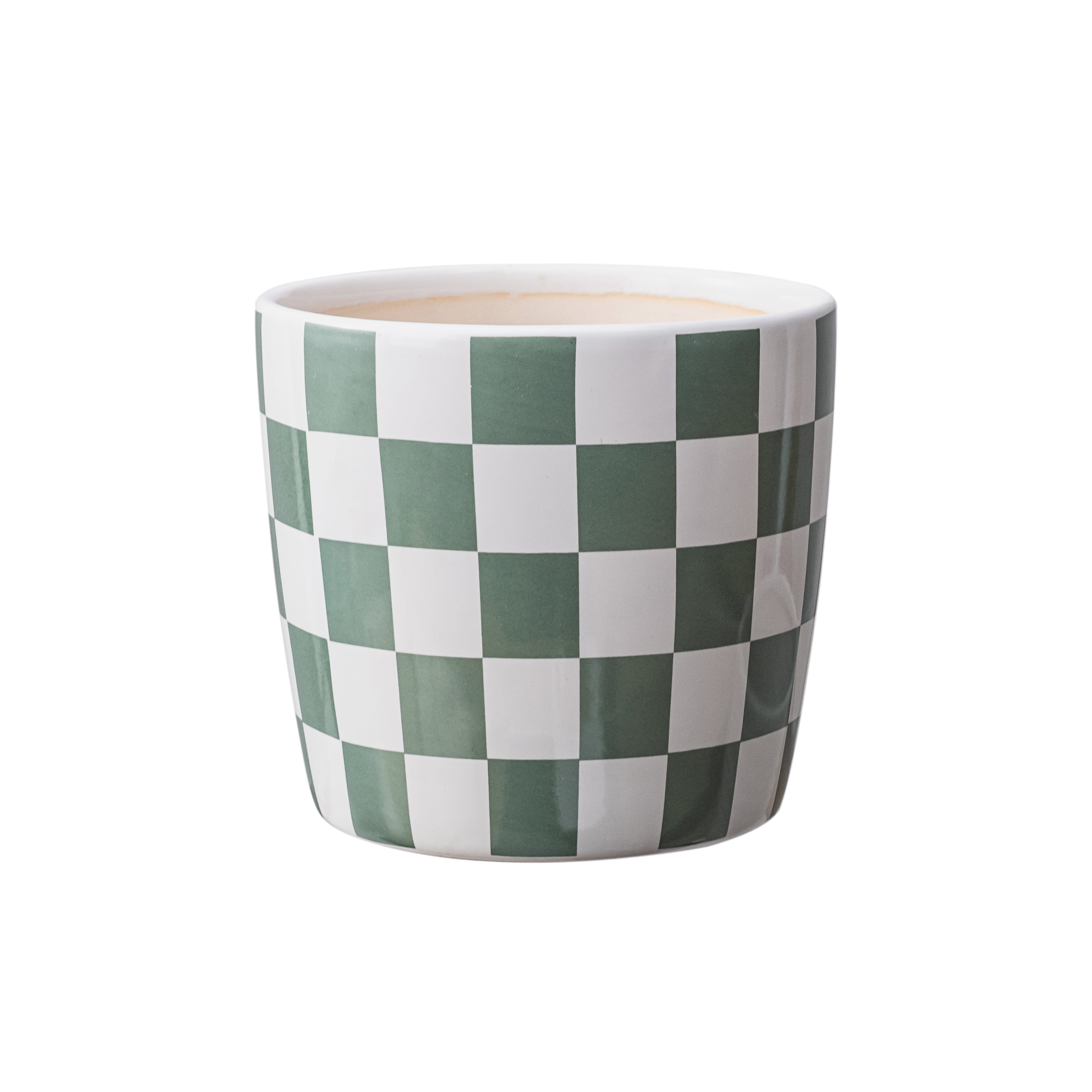 Mainstays 6 inch Green White Checkered Ceramic Planter