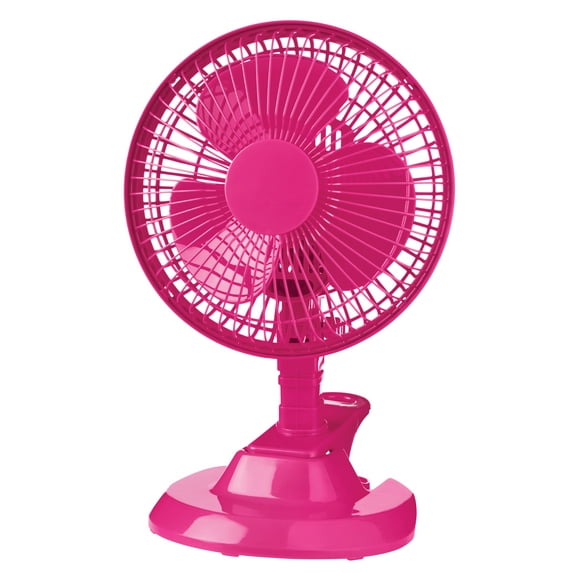 Mainstays 6 inch Personal Desktop or Clip 2-in-1 Fan, Pink