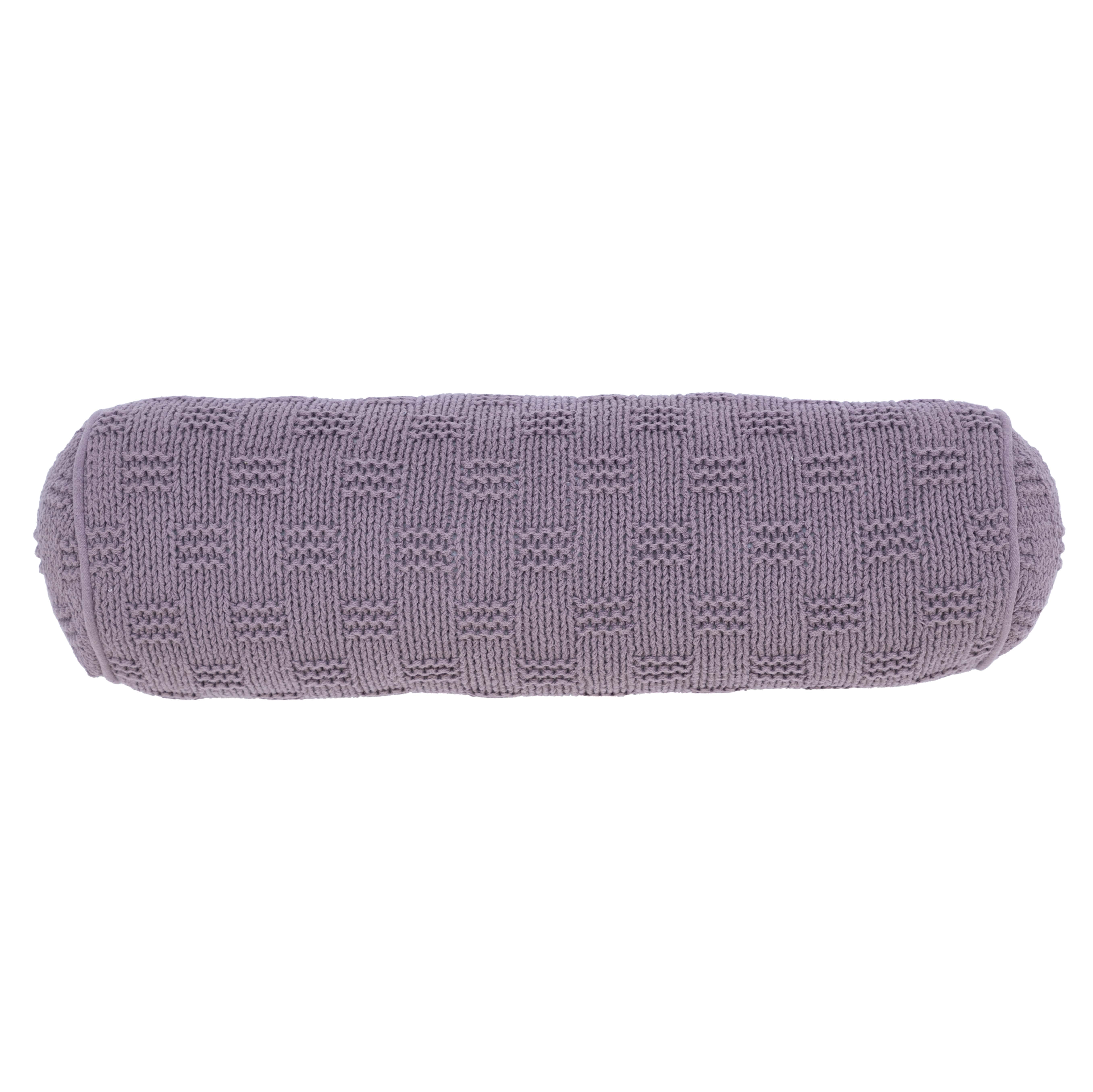 Mainstays 6" x 18" Violet Cotton Knit Bolster Decorative Pillow