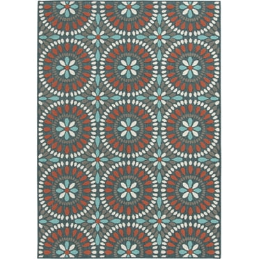 Mainstays 6' x 9' Multi Medallion Polypropylene Outdoor Area Rug