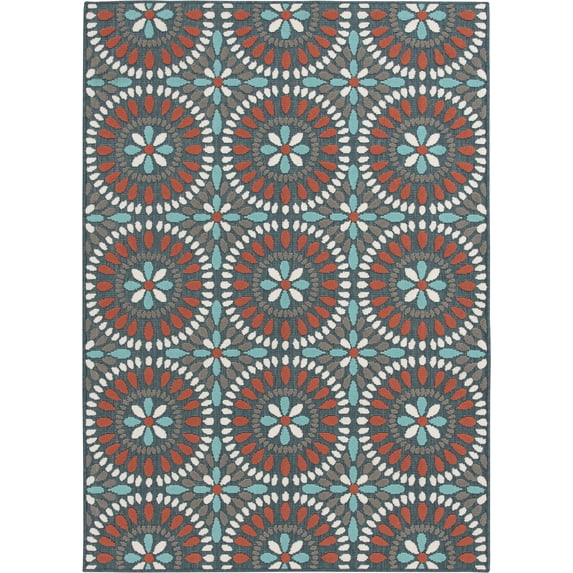 Mainstays 6' x 9' Multi Medallion Polypropylene Outdoor Area Rug