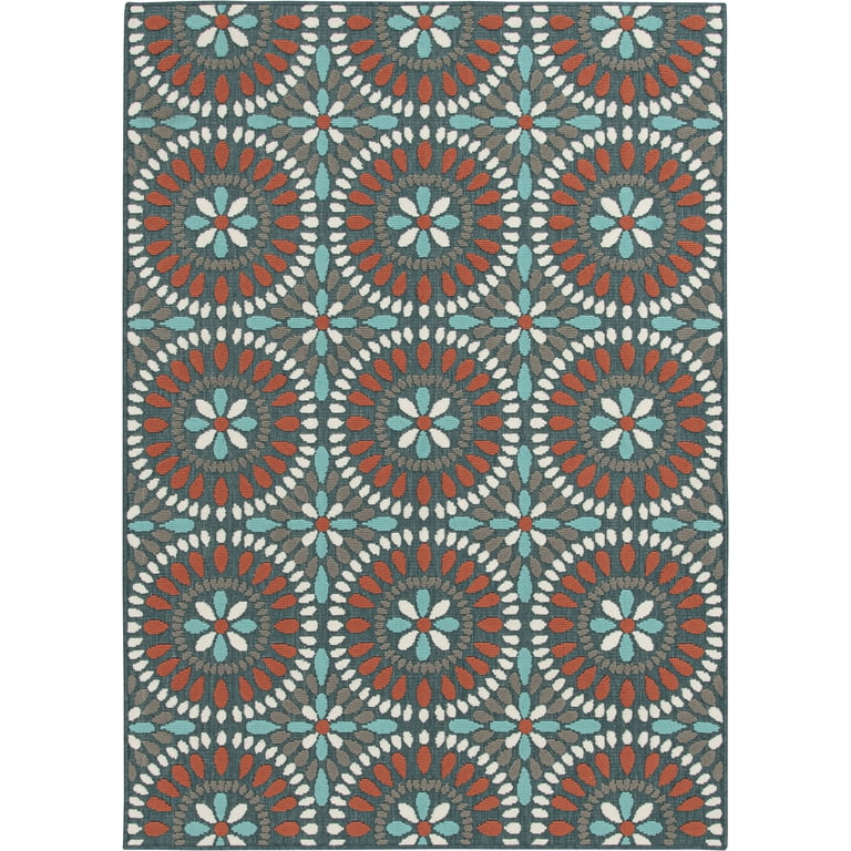 Mainstays 6' x 9' Multi Medallion Polypropylene Outdoor Area Rug