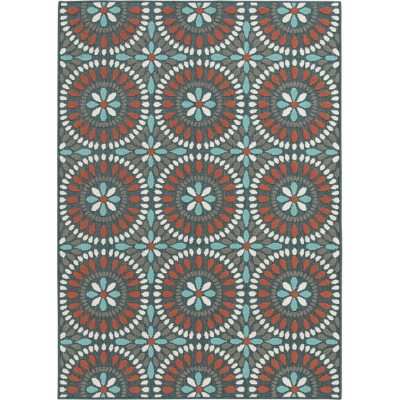 Mainstays 6' x 9' Multi Medallion Polypropylene Outdoor Area Rug