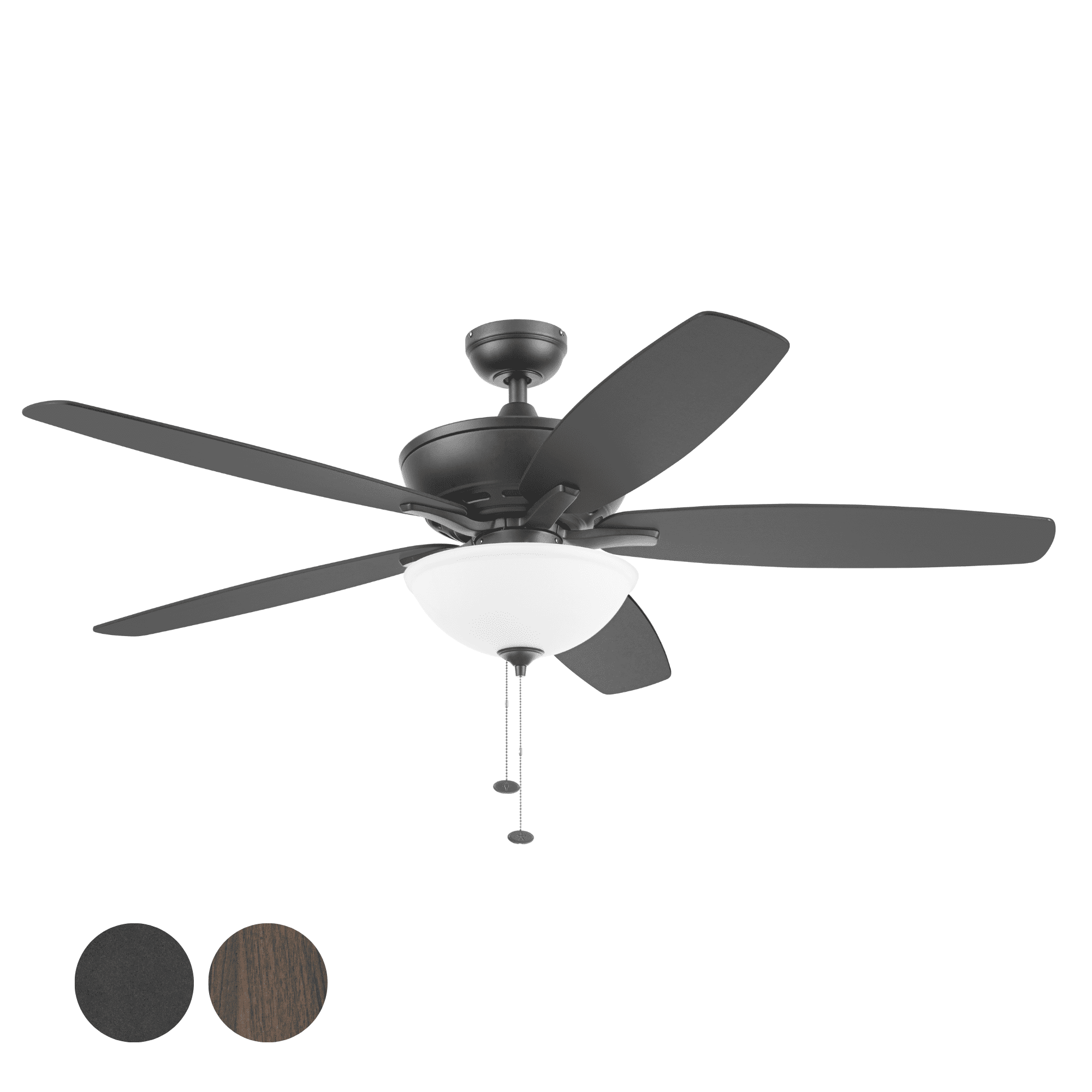 Mainstays 60" Black Ceiling Fan with Light, 5 Blades, Reverse Airflow, Pull Chain Control