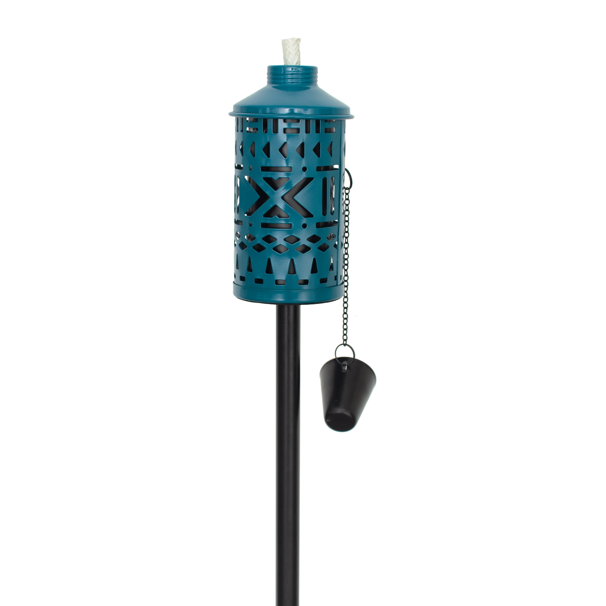 Mainstays 60 Inches Long Garden Torch Citronella Oil Metal Lamp for Yard & Patio (Black and Blue)