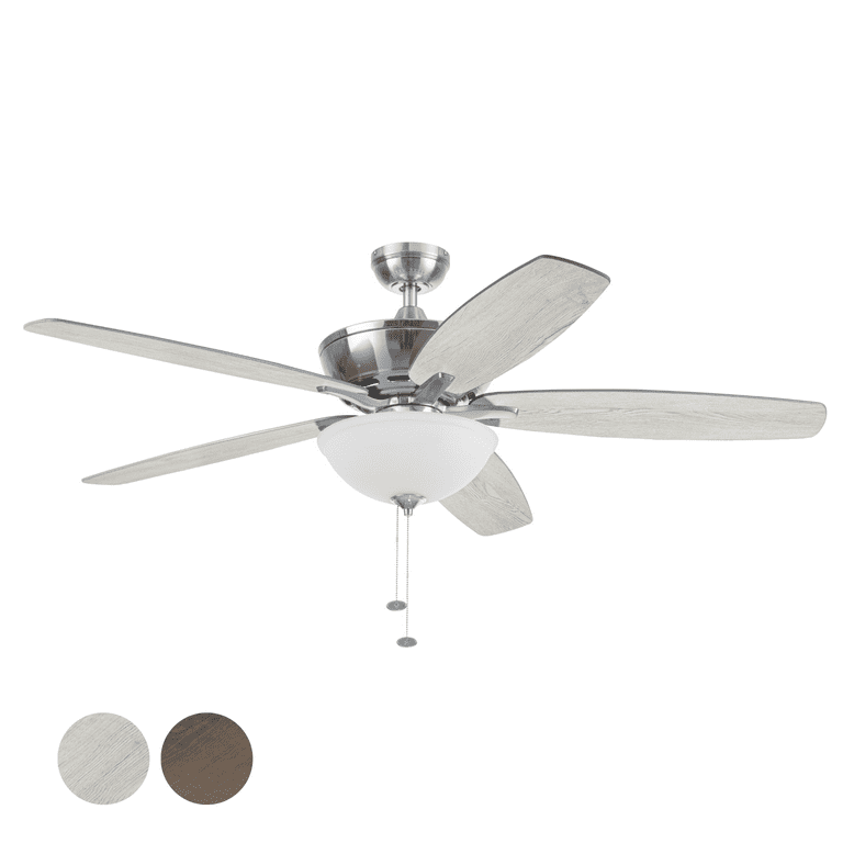 Mainstays 60 Nickel Traditional Led Ceiling Fan With 5 Blades Light Kit Pull Chains Reverse Airflow Com