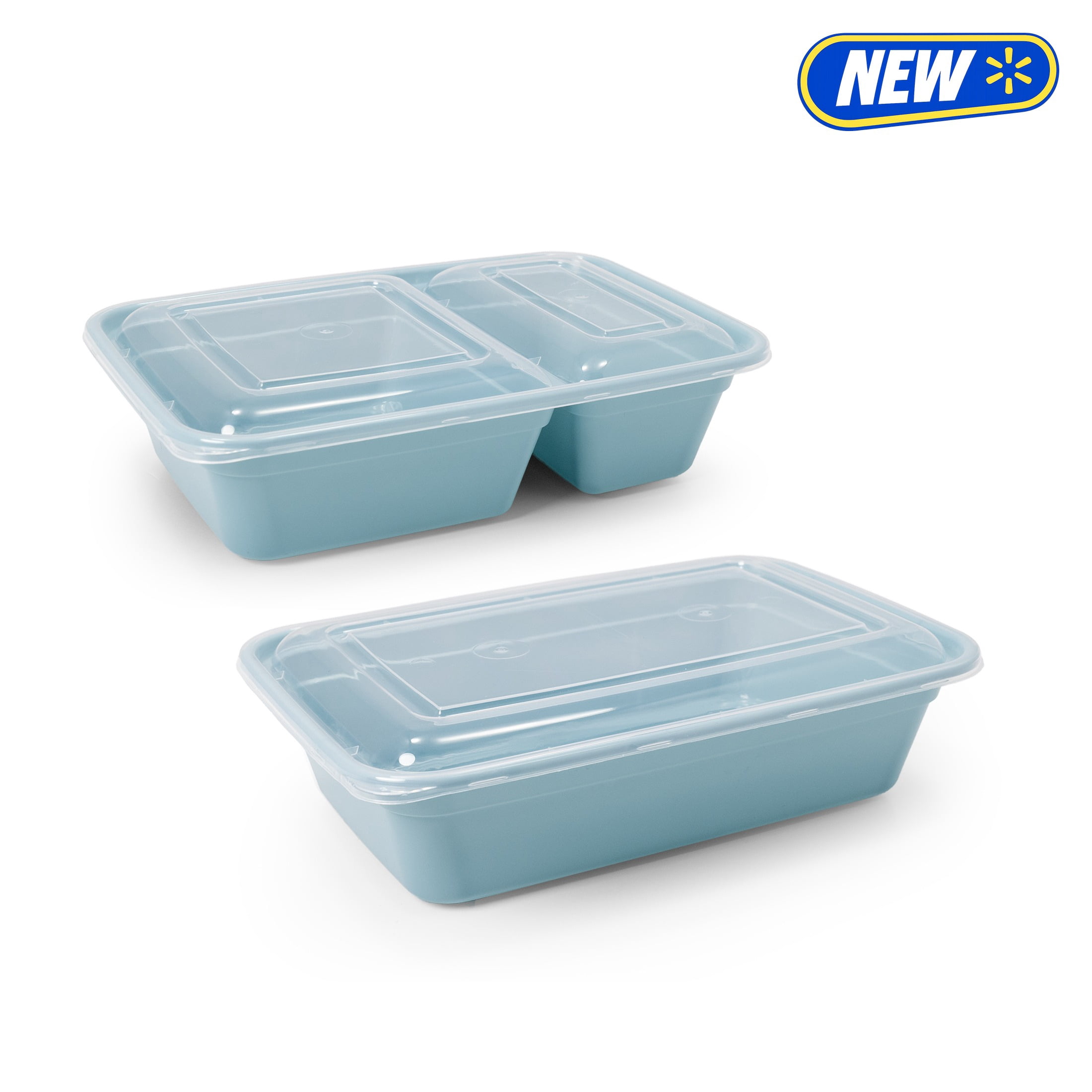 Mainstays 60-Piece BPA-Free Plastic Meal Prep Food Storage Container Set, Blue Cameo