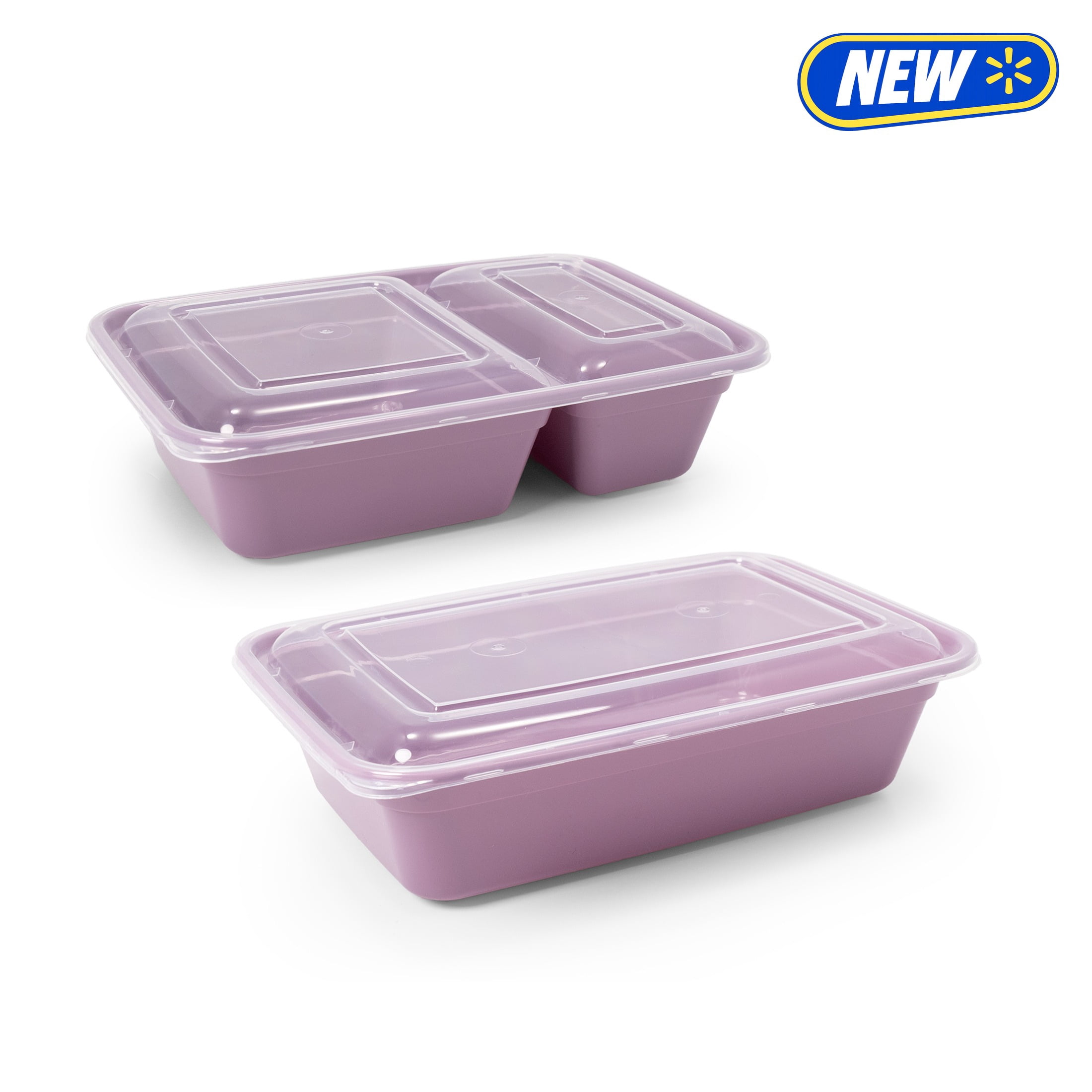 Mainstays 60-Piece BPA-Free Plastic Meal Prep Food Storage Container Set, Lilac Bloom