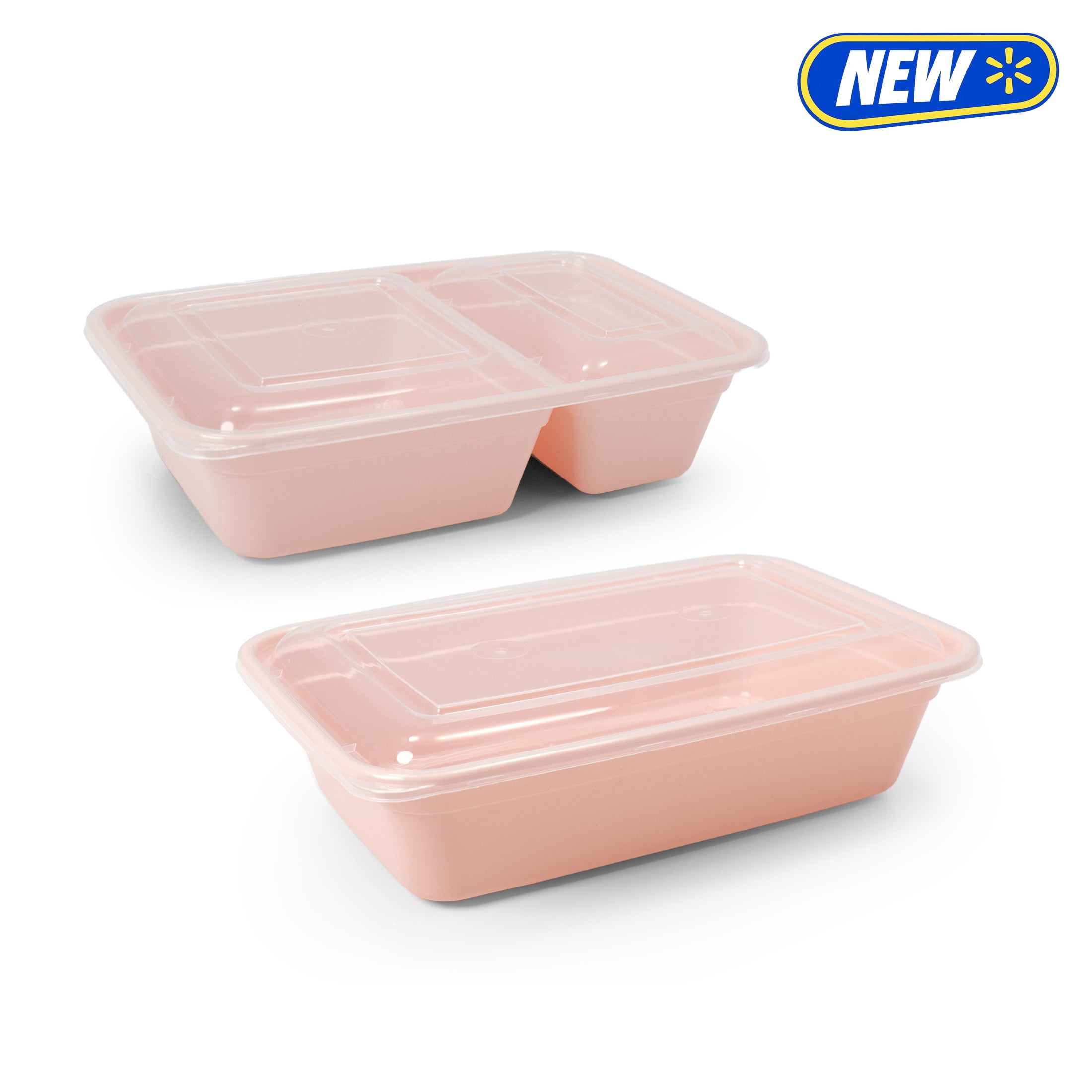 Mainstays 60-Piece BPA-Free Plastic Meal Prep Food Storage Container Set, Pink Blush