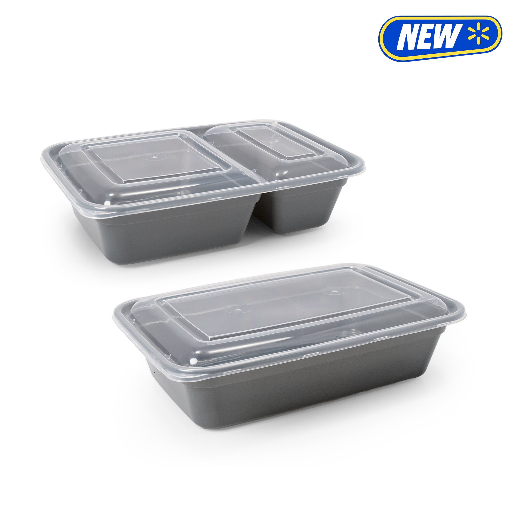 Mainstays 60-Piece BPA-Free Plastic Meal Prep Food Storage Container Set, Soothing Grey
