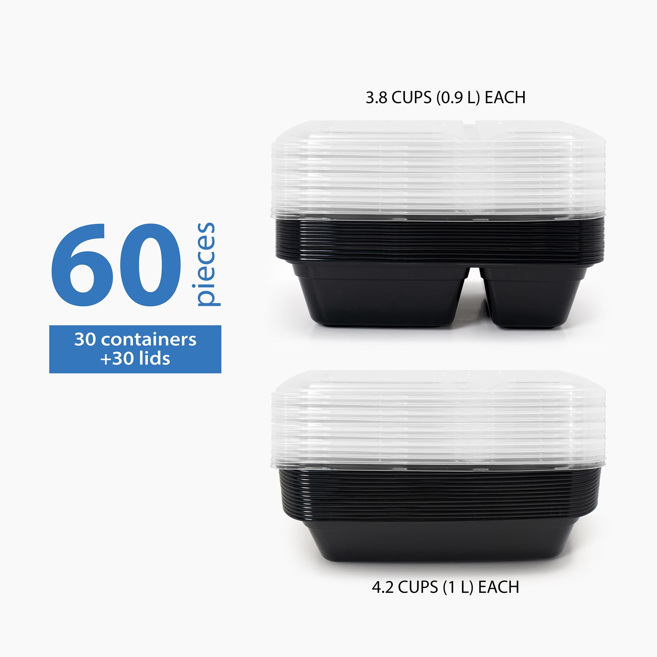 Mainstays 60-Piece Meal Prep Container Set with BPA-Free Plastic in Two Sizes