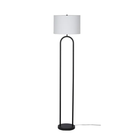 Mainstays 64" Dual Pole Arch Metal Floor Lamp, Black Finish with White Fabric Drum Shade