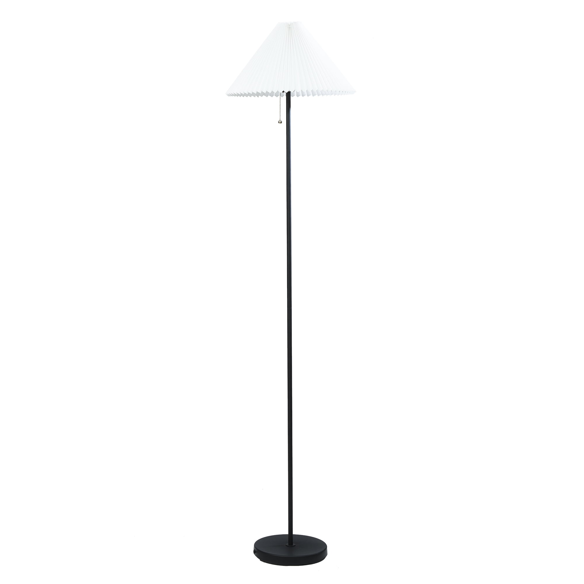 Mainstays 64" Matte Black Metal Floor Lamp, with Pleated White